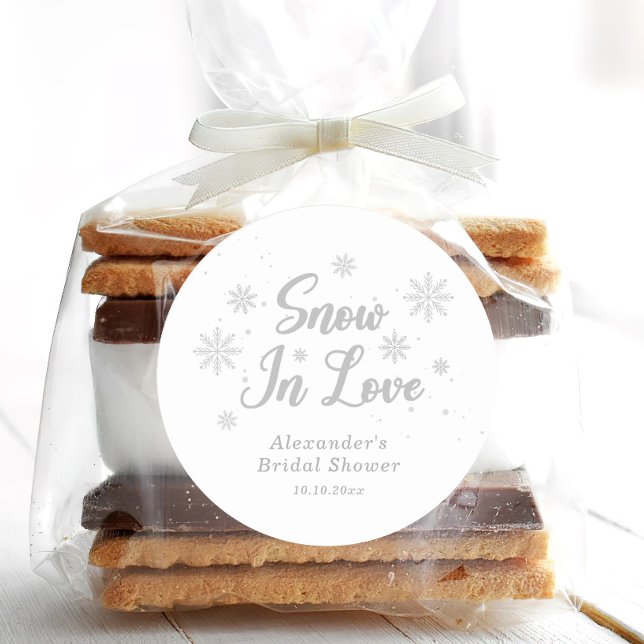 Sticker Rond Neige en amour Mariage hivernal blanc Shower (Créateur téléchargé)