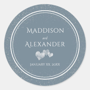 Sticker Rond Neige tombante, bleu et blanc Mariage
