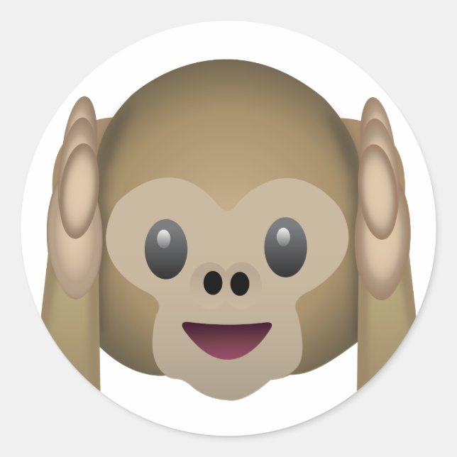 Sticker Rond N'entendez aucun singe mauvais Emoji (Devant)