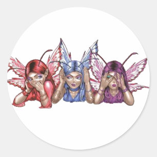 Sticker Rond N'entendez, parlez, voyez l'aucun mal