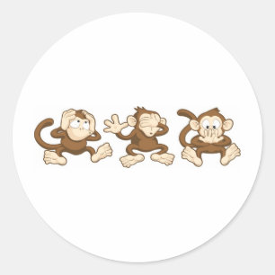 Sticker Rond n'entendez pas de mal, ne voyez pas de mal, ne par