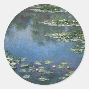 Sticker Rond Nénuphars de Claude Monet, Fleurs Vintages