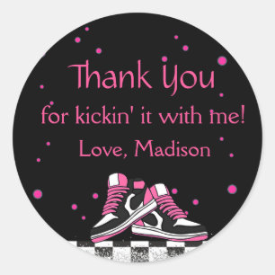 Sticker Rond Neon Basket Anniversaire, Parties scintillant Merc