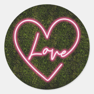 Sticker Rond Neon Boxwood Love Heart Mariage