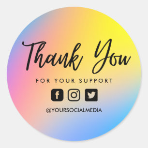 Sticker Rond Neon Custom Merci Social Media