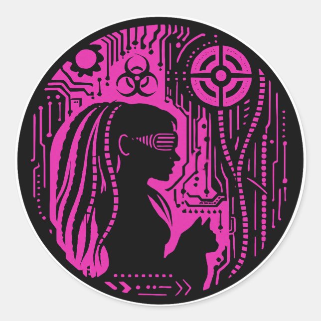 Sticker Rond Neon Dread Protocol (Devant)