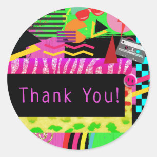 Sticker Rond Neon Fun Bright Bold Colorful Funky 80's Party