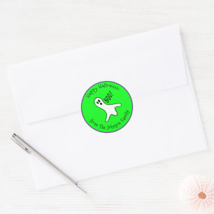 Sticker Rond Neon Green Halloween joyeux mignon effrayant Éffra