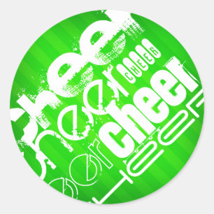 Sticker Rond Neon Green Stripes