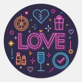 Sticker Rond Neon Love