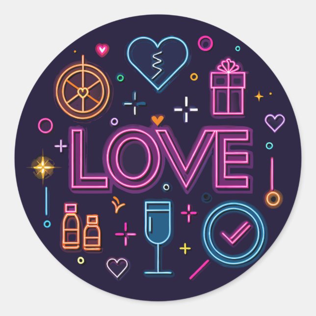Sticker Rond Neon Love (Devant)