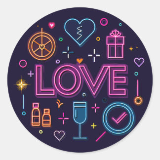 Sticker Rond Neon Love