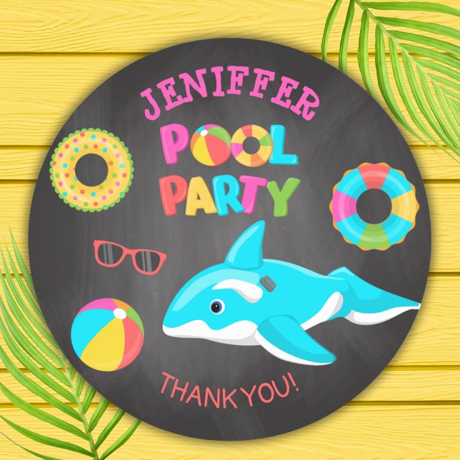 STICKER ROND NEON ORCA INFLATABLE POOL PARTI (Créateur téléchargé)