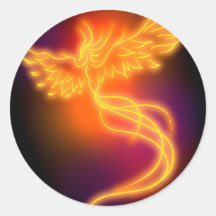 Sticker Rond Neon Phoenix