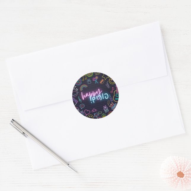 Sticker Rond Neon Purim (Enveloppe)