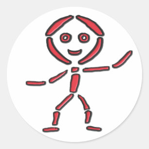 Sticker Rond Neon Stickman