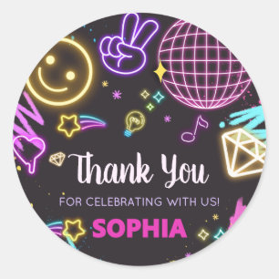Sticker Rond Neon Teenager Treizième fête d'anniversaire