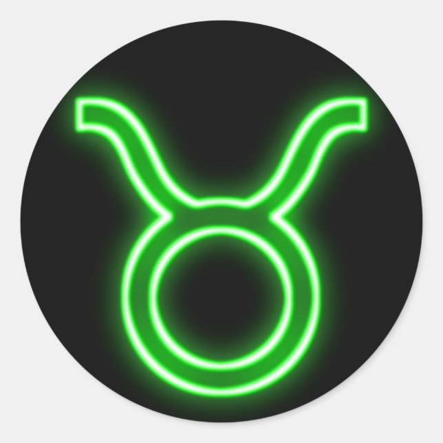 Sticker Rond Néon vert clair - Taurus le panneau étoile taureau (Devant)