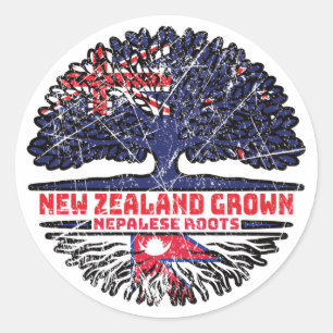 Sticker Rond Népal Népalais Nouvelle-Zélande Nouvelle-Zélande A