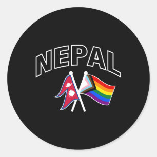 Sticker Rond Népal Rainbow Pride drapeau Fière Népalais