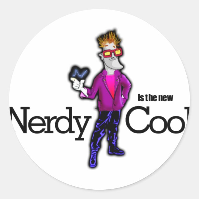 Sticker Rond Nerdy est le nouveau cool (Devant)