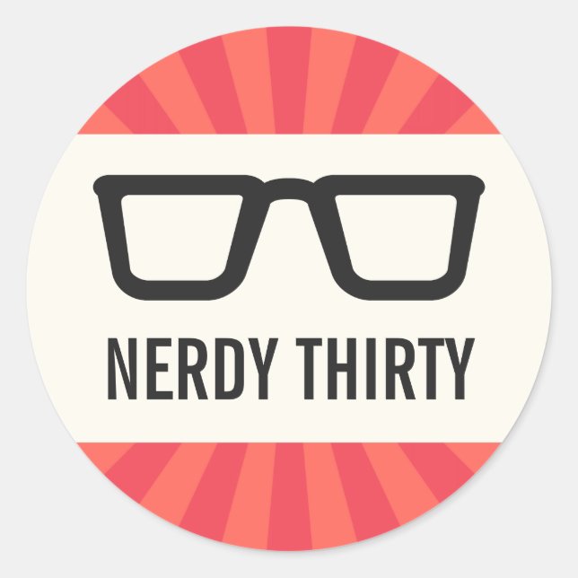 Sticker Rond Nerdy fête de trente ans avec lunettes geeks (Devant)