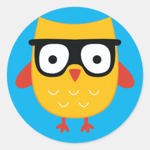 Sticker Rond Nerdy owl