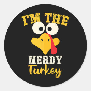 Sticker Rond Nerdy Turquie Famille Correspondante Thanksgiving