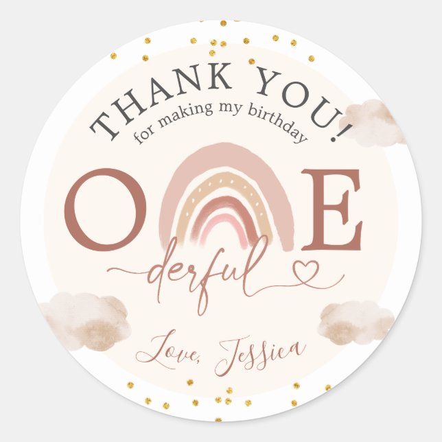Sticker Rond N'est-elle pas magnifique Boho 1er anniversaire Me (Devant)