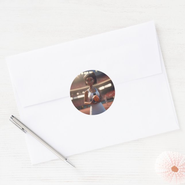 Sticker Rond Netball Girl, (Enveloppe)