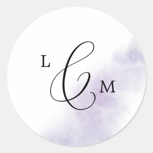 Sticker Rond Nettoyage aquarelle | Enveloppe Mariage violet (Devant)
