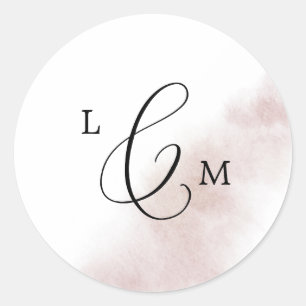 Sticker Rond Nettoyage aquarelle Phoques d'enveloppe Mariage