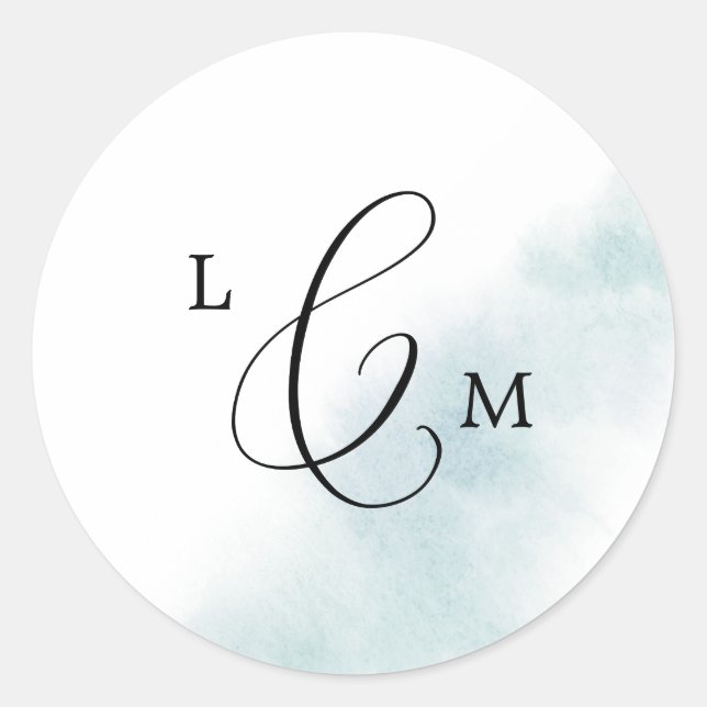 Sticker Rond Nettoyage aquarelle | Phoques Mariages bleus (Devant)