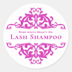 Sticker Rond Nettoyant pour cils en luxe chic violet damassé