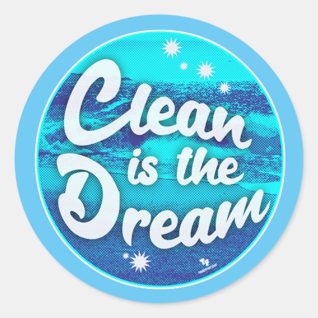 Sticker Rond Nettoyer Dream Beach Nettoyage Vert Lifestyle Can  (Devant)