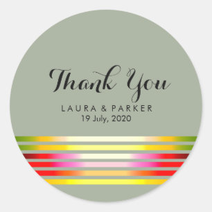Sticker Rond Nettoyer Rainbow Yoga Circulaire Merci or Mariage