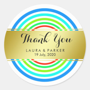Sticker Rond Nettoyer Rainbow Yoga Circulaire Merci or Mariage
