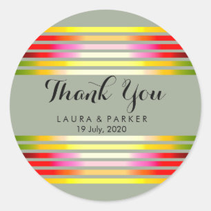Sticker Rond Nettoyer Rainbow Yoga Circulaire Merci or Mariage
