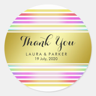 Sticker Rond Nettoyer Rainbow Yoga Gold Merci Mariage