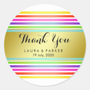 Sticker Rond Nettoyer Rainbow Yoga Gold Merci Mariage