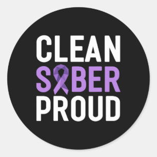Sticker Rond Nettoyer Sober Fière de la dépendance finale Sensi