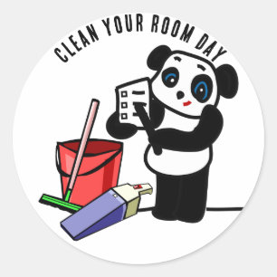 Sticker Rond Nettoyer votre journée de chambre