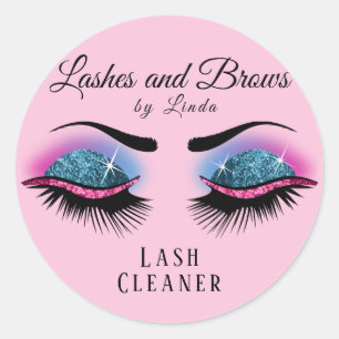 Sticker Rond Nettoyeur d'extension Eyelashes - rose et bleu