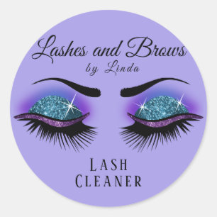 Sticker Rond Nettoyeur d'extension Eyelashes - violet et bleu