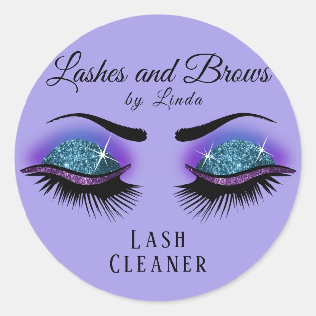 Sticker Rond Nettoyeur d'extension Eyelashes - violet et bleu (Devant)