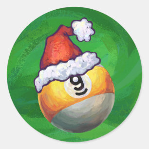 Sticker Rond Neuf boule à Santa Hat sur Vert