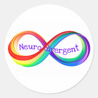 Sticker Rond Neurodivergent Rainbow Infinity Symbol Button