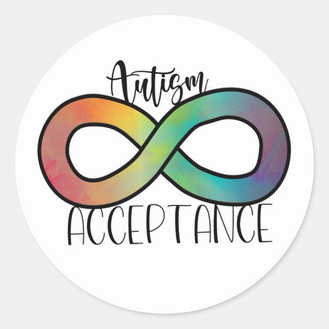 Sticker Rond Neurodiversité Acceptation de l'autisme Arc-en-cie (Devant)