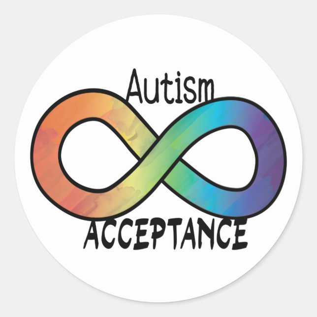 Sticker Rond Neurodiversité Acceptation de l'autisme Arc-en-cie (Devant)