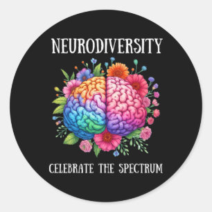 Sticker Rond Neurodiversité Cerveau Et Sensibilisation Asd Auti